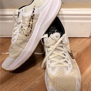 Nike Women's Cream White Leopard-Accent Athletic Shoes